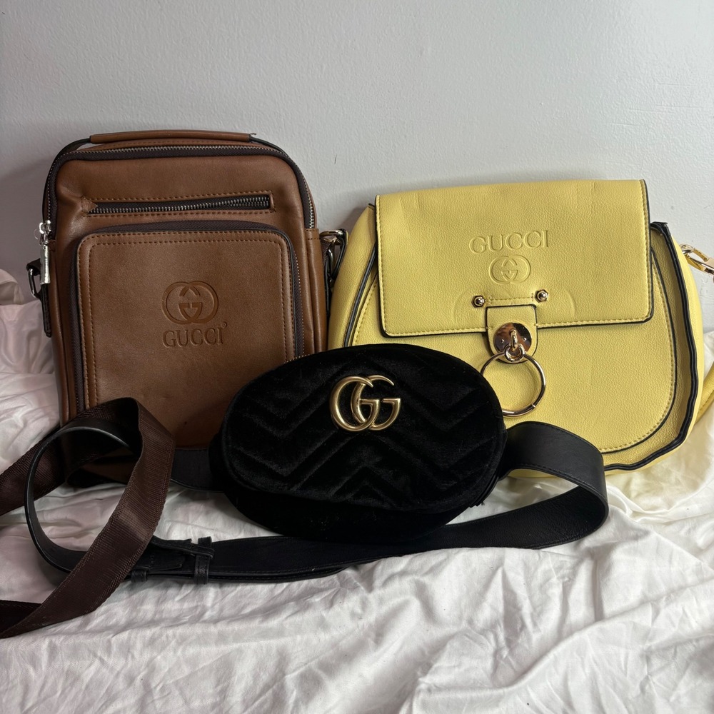 Gucci Stylish Brown, Yellow, and Black Crossbody Bags